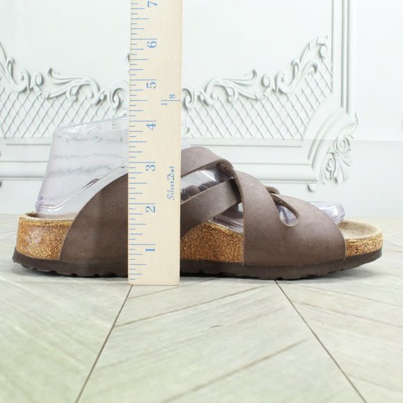 Birkenstock Yao Womens Brown Leather Buckle Slide Flat Sandals Size 9 - Picture 7 of 10